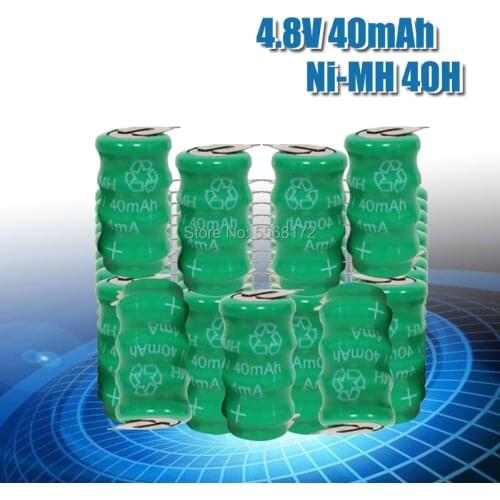 10-100pcs Ni-MH Button Rechargeable Battery 4.8V 40MAH w/tabs For PLC Data backup power