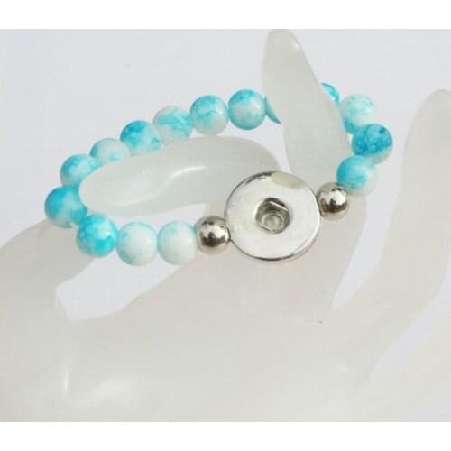 16Colors to choose! 1PC Children Snap Bracelet&Bangles Length 15cm Colorful 8mm Glass Beads 18mm Snap Button Bracelets For Kids