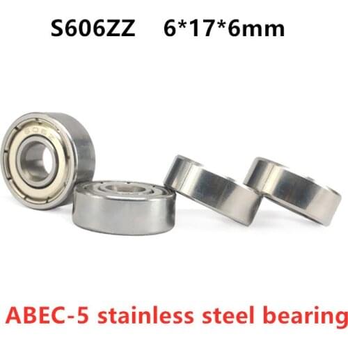 50pcs stainless steel bearing ABEC-5 S606ZZ 6*17*6 mm deep groove ball bearings S606 -2Z 6mmx17mmx6mm