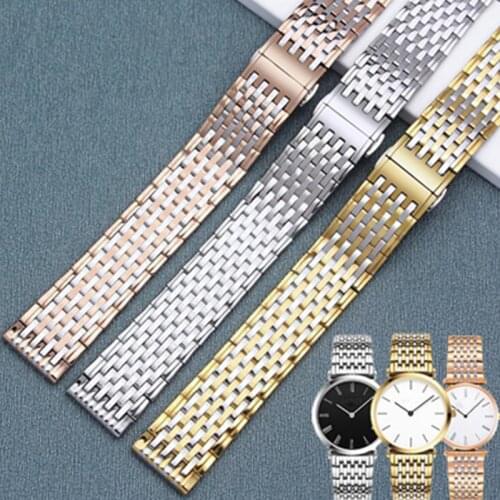 Stainless steel strap watch accessories for Longines steel strap womens double button butterfly buckle watch band diy replace