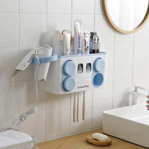 Bathroom Accessories Toothbrush Holder Automatic Toothpaste Dispenser Holder Wall Mount Rack Storage For Bathroom Home