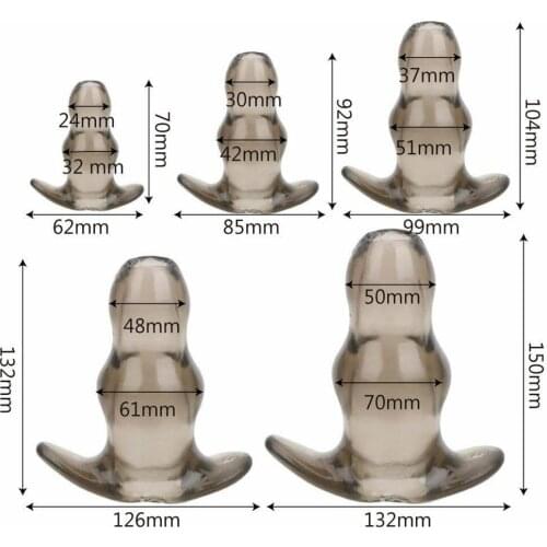 Anal Plug Transparent Hollow Silicone 7cm-15cm Long Rear Court G-spot Unisex Speculum Toys for Adults