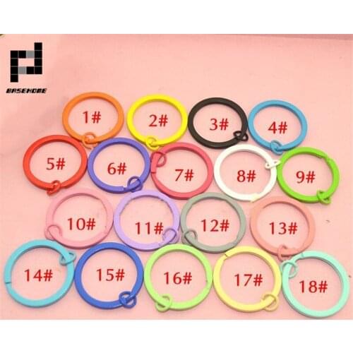 BASEHOME 20pcs/lot 18 Colors Keychain Circle Keyring Findings Fit DIY Keychain Ring Circles Accessories