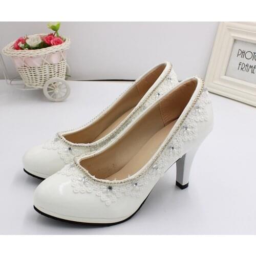 【Xingchenmao】White high-heeled wedding shoes for ladies Made in China New Bridesmaid Shoes Shoes Shoes PU for ladies BH151
