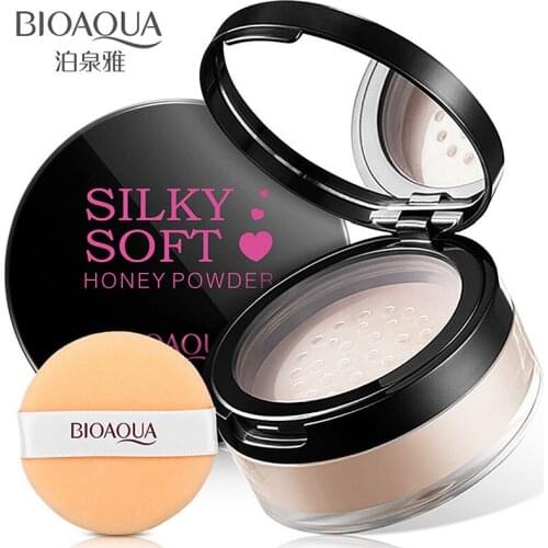 BIOAQUA Whitening Oil Control Matte Loose Powder Silky Soft Minerals Powder With Puff Makeup Finish Silky Soft Honey Face Powder