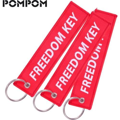 3 PCS/LOT Freedom Key Chains for Cars and Motorcycles Red Embroidery llavero Key Ring Chain for Aviation Gifts OEM Keychians