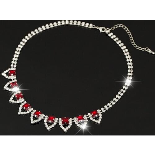 Brand Jewelry red Crystal Glass Necklaces & Pendants Choker Chunky Statement Necklace 2016 Fashion Necklaces For Women #N035