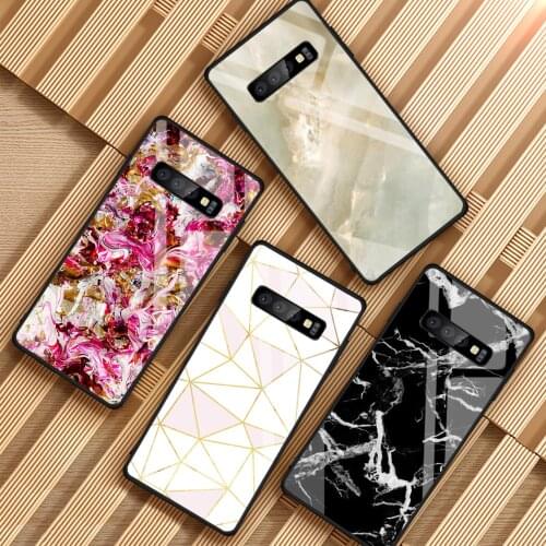 Granite Scrub Marble Stone Tempered Glass Phone Case For Samsung Galaxy A6 A6S A8 A8S J6 J8 2018 S8 S9 S10 PLUS NOTE 8 9