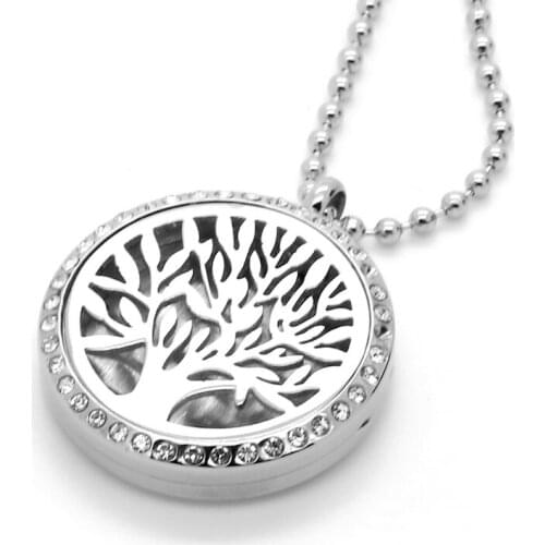 CMP0098 Never Fade Crystal Inlay Stainless Steel Fashion Women Jewelry Essential Oil Diffuser Pendant Perfume Lockets