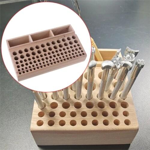 46/98 Holes Wooden Leather Tool Storage Box Storing Organizer Leathercraft Rack Stand DIY Carving Punching Tools Holder E56E
