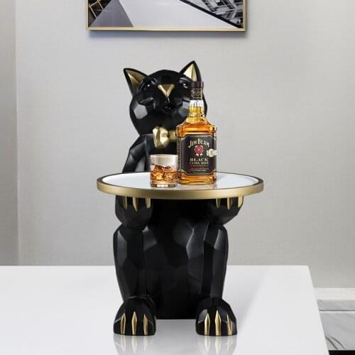 Home Decor Gentleman Cat Large Ornaments Multi Function Tray Decoration Origami Technology Resin Material Figurines For Interior