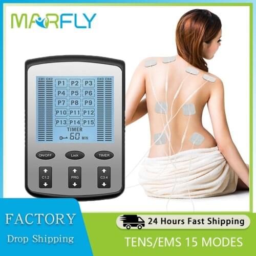 15 Modes 4 Output Health Care Full Body Massage Electric EMS Muscle Stimulator TENS Unit Electronic Pulse Physiotherapy Massager