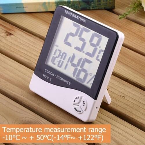 HTC-1 HTC-2 LCD Electronic Digital Temperature Humidity Meter Thermometer Hygrometer Indoor Outdoor Weather Station Clock