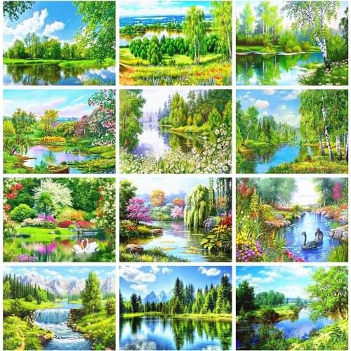 Huacan Diamond Painting Full Square Landscape 5D Diamond Embroidery Mosaic Kits Art Nature Home Decoration