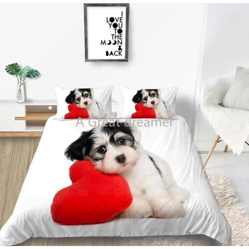 3D Print Cute Dog Bedding Set Fashion Duvet Cover Beagles Queen King Twin Full Unique Design Bed Set For Kid Adults Dropshipping