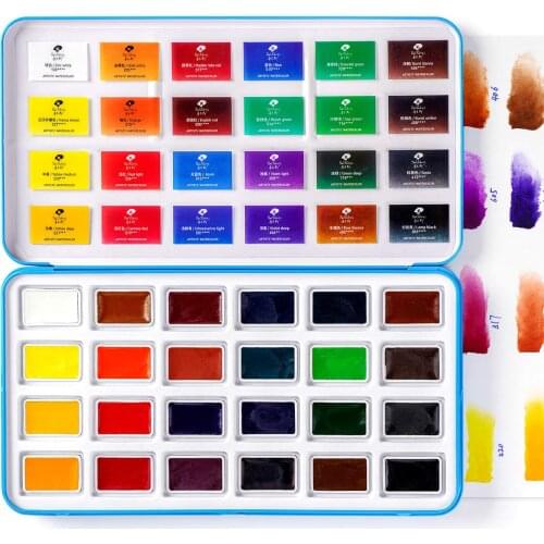 Official Paul Rubens Art supplier Solid Watercolor set Caroline Series Full Pan 24 Colors Box Packing For Artist Paint