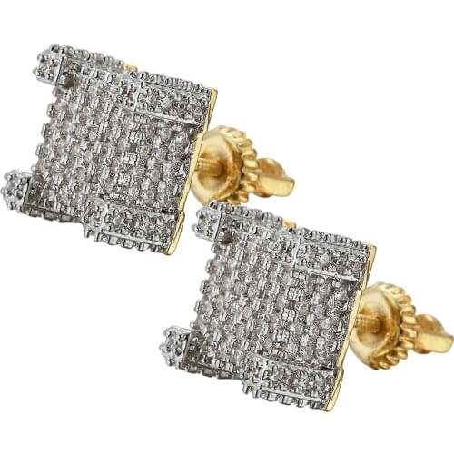Square zircon Drop Earrings Hip Hop Bling Bling Brass Earrings Iced Out Fashion Jewelry For Party E011