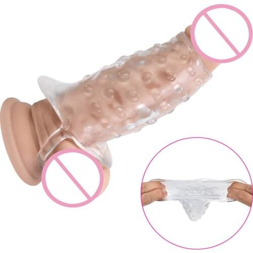 Penis Extender Crystal Reusable Condom Sex Toys For Men Dildo Enlargement Cock Ring Delayed Ejaculation Penis Enlargement