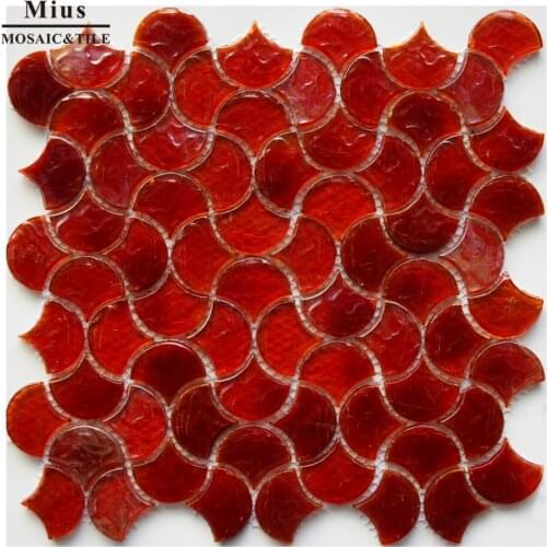 Irregular red glass mosaic pattern