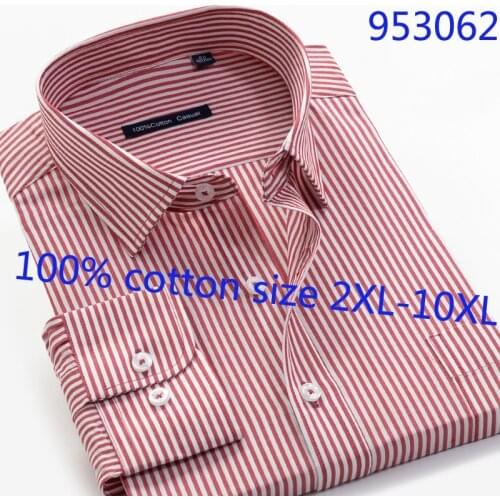 New Arrival Fashion Long Sleeve Men 100%cotton Super Large Striped Casual Shirts Men Shirt Long Sleeve Plus Size 42-50 2XL-10XL
