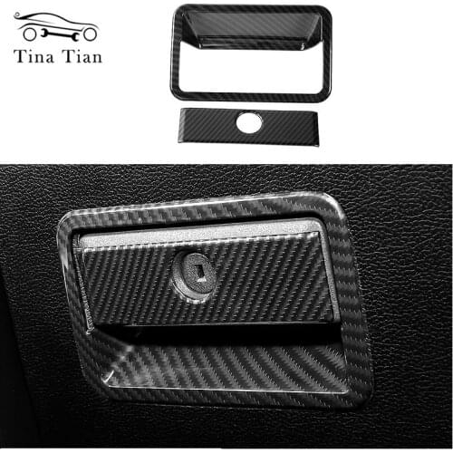 Fit For Ford F150 2015-2020 ABS Carbon fiber color Car Interior Location Co-driver Storage Box Handle Cover Decoration cover