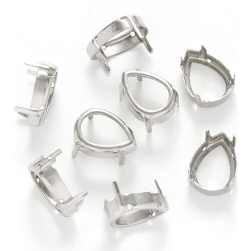 XIAOPU Tear Drop Empty Rhinestone Claws Hollow Out Strass Stones Container Silver Golden Color Rhinestone Base Sewing Crafts