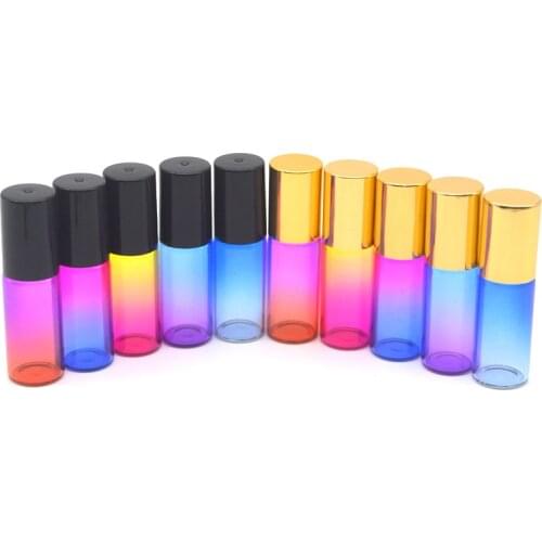 1000pcs 5ML Gradient Color Refillable Bottles Glass Roll On Essential Oil Empty Perfume Bottles Roller Ball