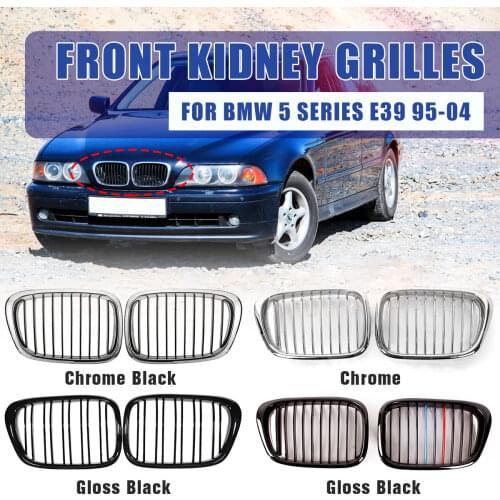2Pcs Car Front Gloss M-color Kidney Grille Grilles For BMW E39 5 Series 525 528 530 540 M5 1997 1998 1999 2000 2001 2002 2003