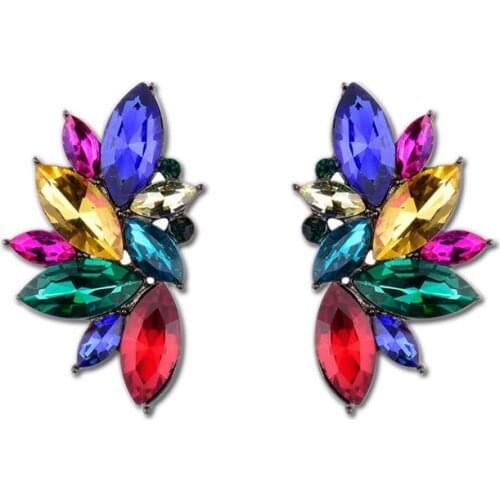 Luxury Elegant Brand Crystal Stud Earrings for Women Opal Stone Angle Wing Earring Wedding Bridal Jewelry Pendientes Bijoux