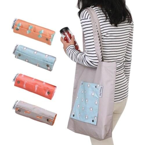 12PCS / LOT Shopping Bag Foldable Environmental Storage Bag Reusable High Capacity Cartoon Tote Pouch Handbags