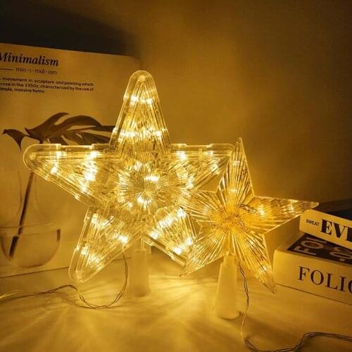 Christmas LED Star Fairy Night Light Xmas Tree Top Five-pointed Star Lamp for Wedding Christmas Party New Year Home Decorations