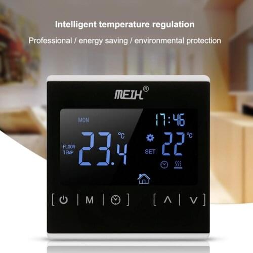 Floor Heating Thermostat Dual Temperature Dual Control Floor Heating Thermostat Black Touch Screen High-Power Thermostat