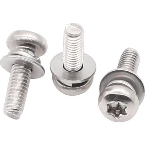 Wkooa Torx SEMS Screws Spring and Flat Washer Preset Stainless Steel 304