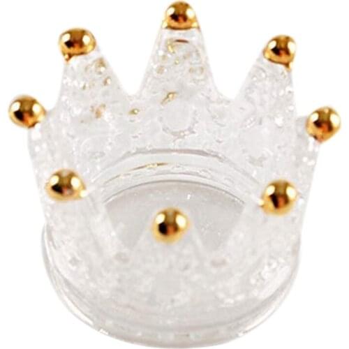 Votive Candle Holders Set of 6 Crown Glass Tealight Candle Holder for Wedding, Party and Home Decor (Gold)