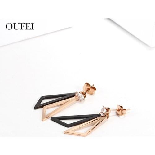 OUFEI Stainless Steel Jewelry Woman Rose Gold Black Earrings For Women Charm Jewelry Accessories Bohemian Mass Effect
