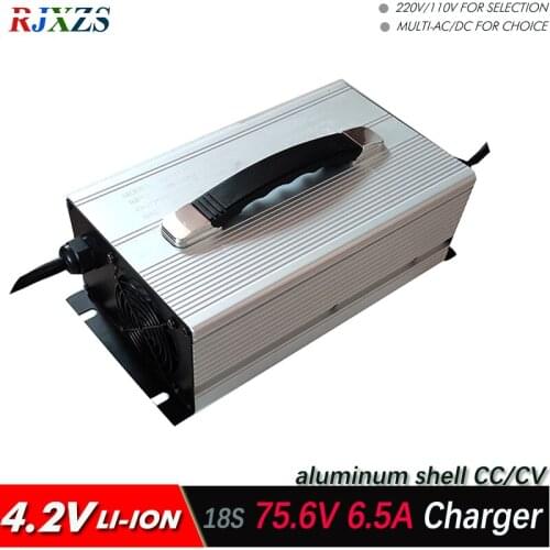 75.6V 6.5A charger for 18S lipo/ lithium Polymer/ Li-ion battery pack smart charger support CC/CV mode 4.2V*18=75.6V