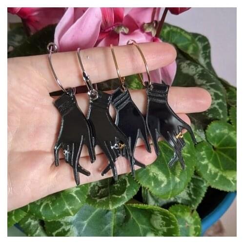 Mirrored HAND OF FORTUNE - Hoop Earrings Gypsy Witchy Jewelry,Hand Reading of The Palm