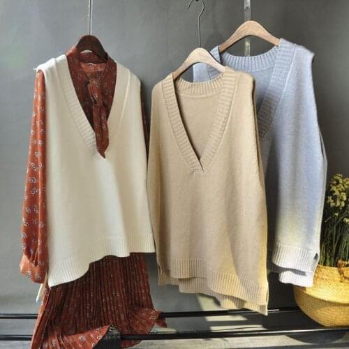 2020 New Korean Autumn Women Sweater Waistcoat Womens Elegant Student V-neck Pullover Knitting Tops Outerwear Vest L170