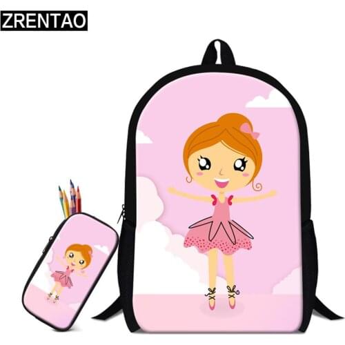 ZRENTAO new fashion girl backpack 2 PCS\set mochilas+pencil case children school backpack boys girls zipper plecak rugzak
