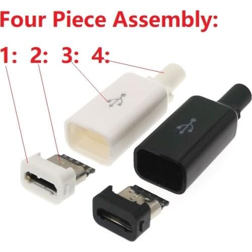 10sets DIY Micro USB Type B Female 5pin Four Piece Assembly Connector Plug Socket
