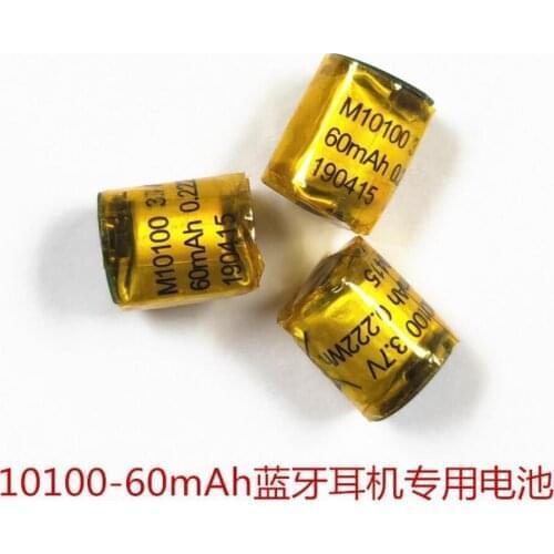 10100 60mAh 3.7V smallest cylindrical lipo rechargeable battery for TWS earphone