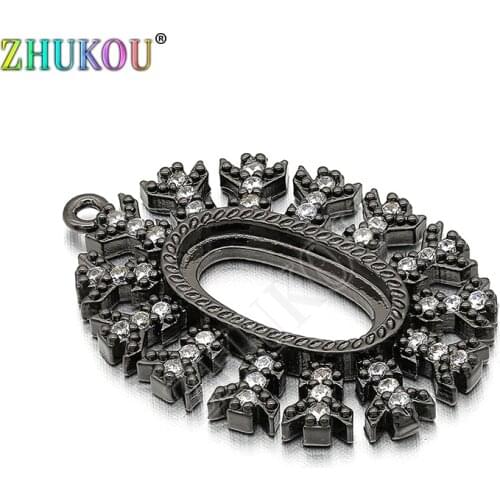 20*29mm Handmade Brass Cubic Zirconia Oval Charms Pendants DIY Jewelry Bracelet Necklace Making, Hole: 1mm, Model: VD295