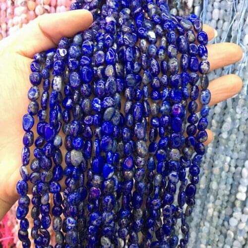 2020 new natural stone loose beads natural Lapis lazuli DIY jewelry can be made into a bracelet necklace size: 6x10-8x10mm