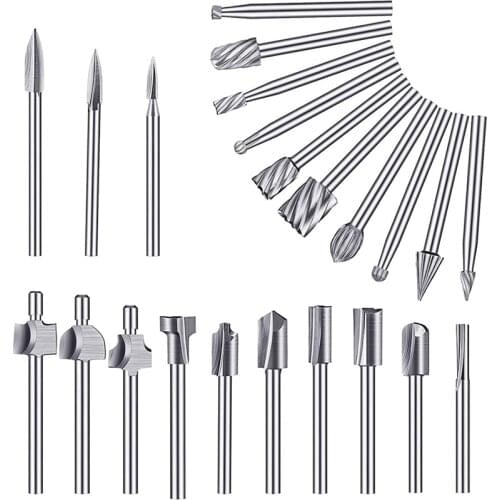 23 Pieces Wood Carving Tool Engraving Drill Accessories Set ,10 Carbide Engraving Bits,10 Wood Router Bits,Rotary Tools