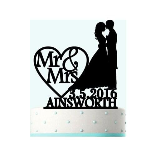 Acrylic wedding Cake Toppers Mr Mrs bride groom custom name and date engagement bridal shower party decorations