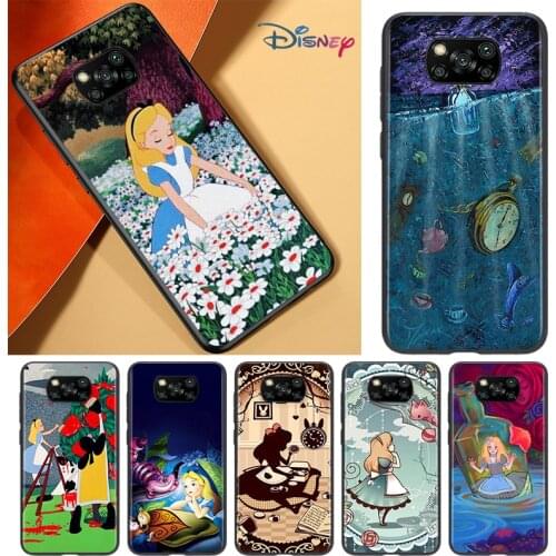 Alice in Wonderland For POCO F3 F2 F1 X3 NFC M3 M2 C3 Mi A3 A2 A1 6X 5X Note 10 Lite Pro Silicone Black Phone Case