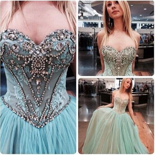 Special Occasion Sky Blue Ball Gown Prom Sequined Beaded Sexy Graduation vestido longo festa 2019 Custom Made bridesmaid dresses