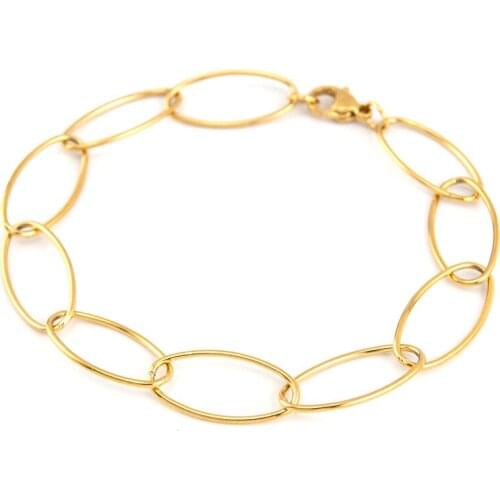 Stainless Steel chain big O rolo Oval Unique bracelets for women big Long O link chain silver/gold color pulseras mujer