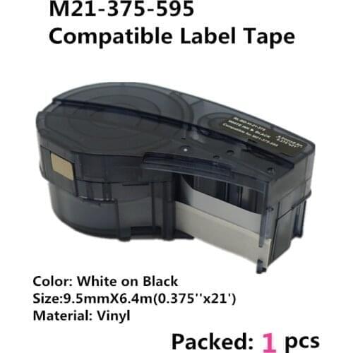HQ Compatible Black and White Tape Vinyl Label Tape Replacememt M21-375-595 Wire Marking Sleeves for use in Brady BMP21 Plus Lab