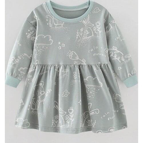 Flower 100% Knitted Cotton Baby Girl Clothes Infant Bebe Kids Dress Brand 2020 Long Sleeve One-pieces Dresses for Girls Tee Tops